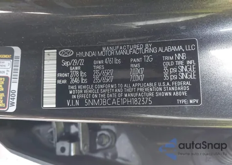 2023 Hyundai Tucson Sel z USA, uszkodzony, nr VIN 5NMJBCAE1PH182375